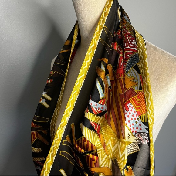 Laurel Burch Silk Scarf Native Horses With Sequins Black 53”x10” - Picture 11 of 11